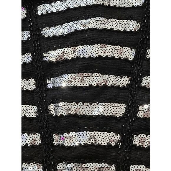 ✨🖤 Flapper Great Gatsby 1920s Retro Tassel Fringe Sequin Black Dress SIZE M NWT - Picture 12 of 17